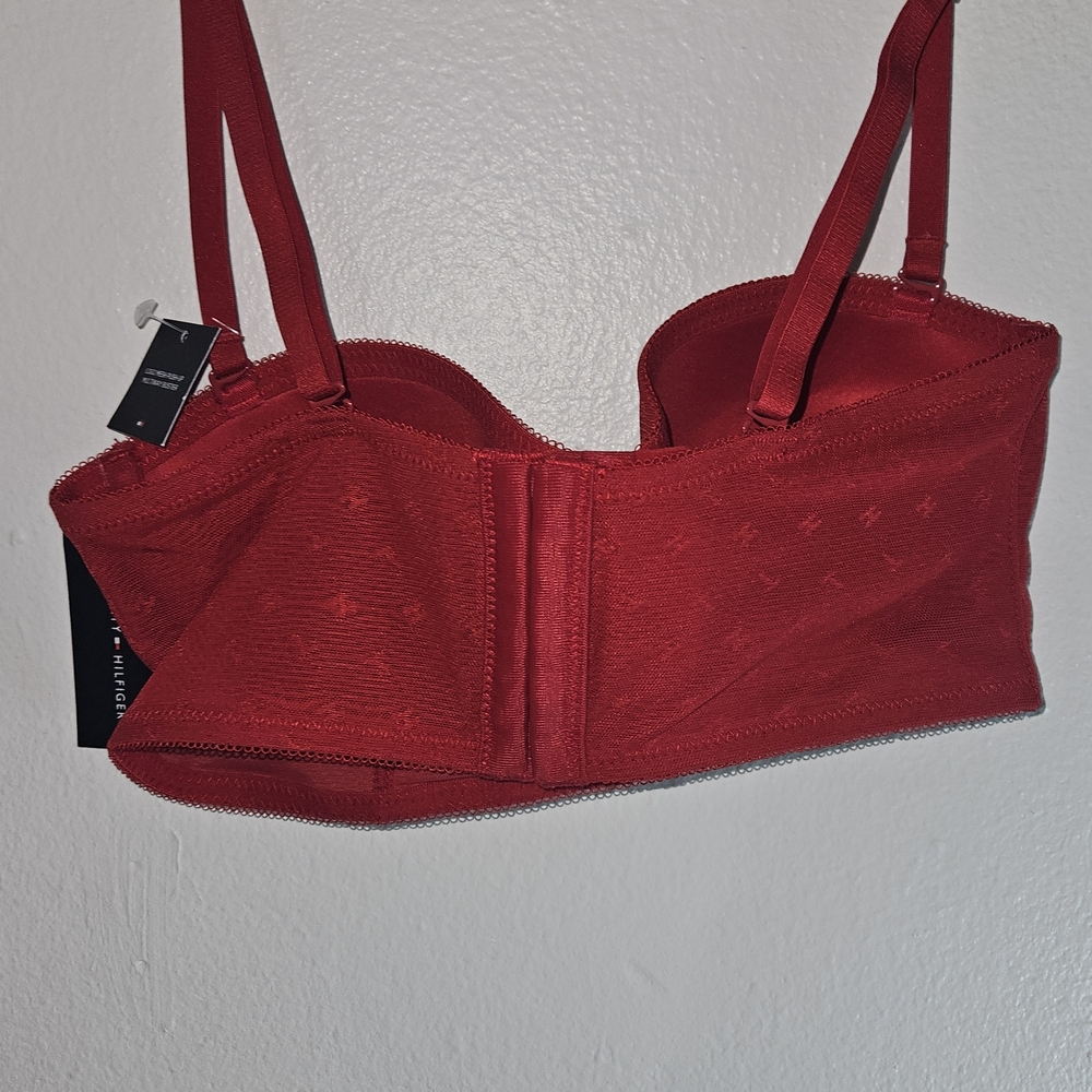 Tommy Hilfiger Red Women's Bra 34B Push Up Logo Mesh 5 Hoock Adjustable Sraps - Picture 4 of 15